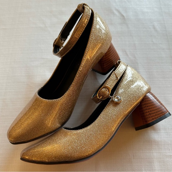 Gold Glitter Bobbie Pumps Size 39 - Picture 2 of 13